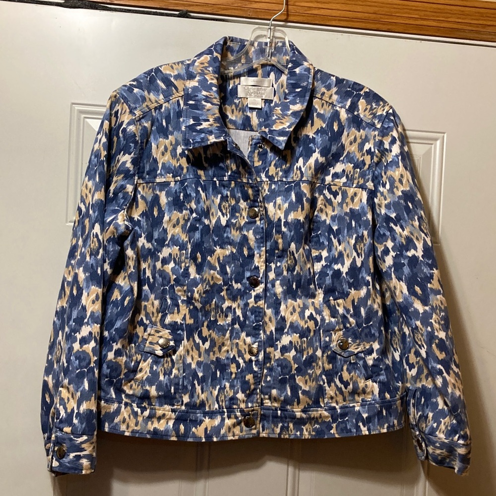 Christopher‎ & Banks Blue and Cream Patterned Jean Jacket PL